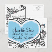 Herz Save the Date Postkarte (Vorne/Hinten)