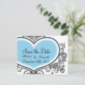 Herz Save the Date Postkarte (Stehend Vorderseite)