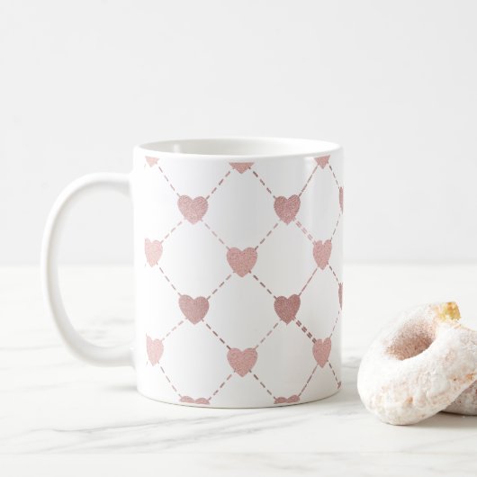 Herz-Schachbretter Kaffeetasse (Mit Donut)
