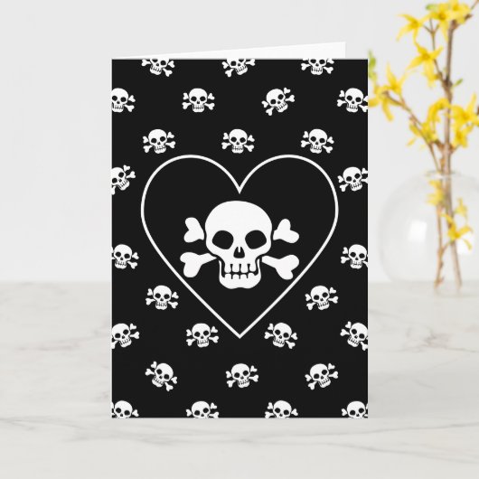 Herz-Schädel Karte (Gelbe Blume)