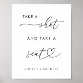 Herz schießen und Seat-Hochzeit-Zeichen nehmen Poster (Vorne)