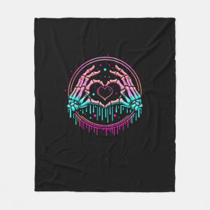 Herz-Schildkelett Hand - Spooky Skeleton Hallowon Fleecedecke