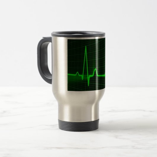 Herz-Schlag-Impuls-Spur Reisebecher (Vorderseite Links)