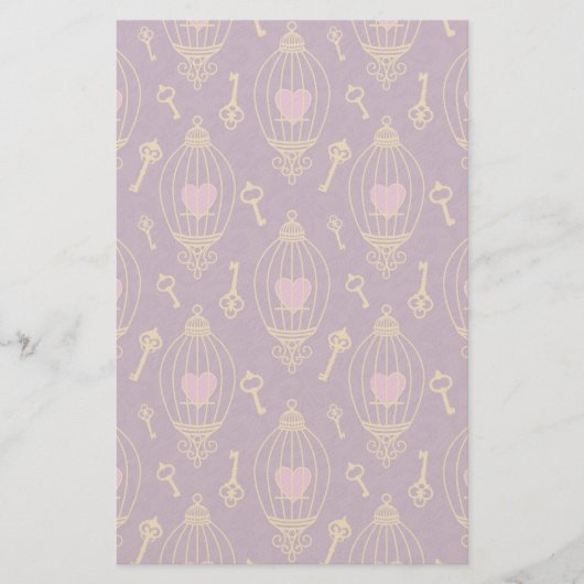 Herz-Schlüssel-Muster Briefpapier (Vorderseite)