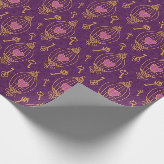 Herz-Schlüssel-Muster Geschenkpapier (Ecke)