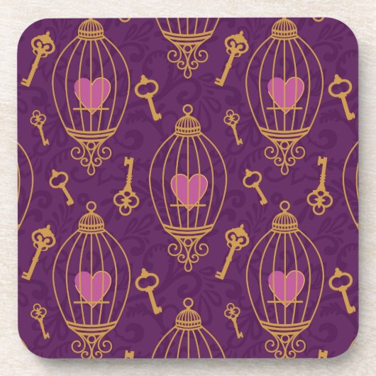 Herz-Schlüssel-Muster Getränkeuntersetzer (Vorderseite)