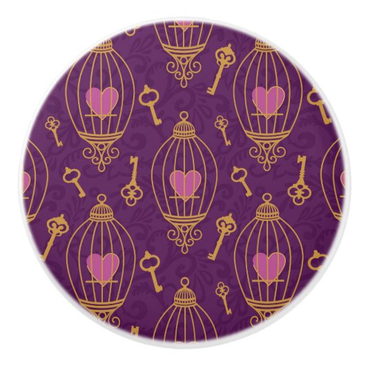 Herz-Schlüssel-Muster Keramikknauf (Vorderseite)