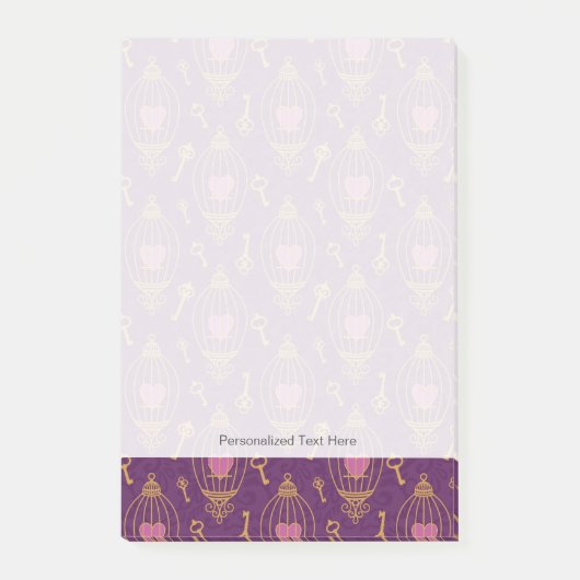 Herz-Schlüssel-Muster Post-it Klebezettel (Vorderseite)