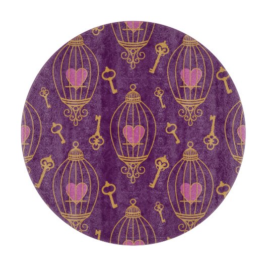 Herz-Schlüssel-Muster Schneidebrett (Vorderseite)