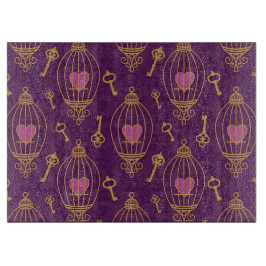 Herz-Schlüssel-Muster Schneidebrett (Vorderseite)