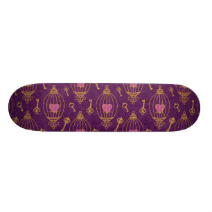 Herz-Schlüssel-Muster Skateboard