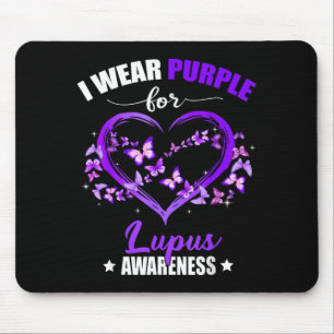 Herz Schmetterling Ich trage Lila für Lupus-Bewuss Mousepad