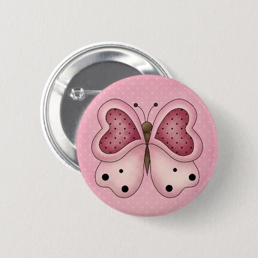 Herz-Schmetterlings-Valentinsgruß-Knopf Button (Vorne & Hinten)