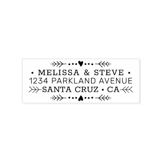 Herz-Schnörkel Hochzeit Rücksendeadresse Gummistempel (Prägung)