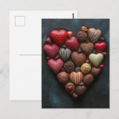 Herz Schokolade und Pralinen Valentinstag Postkarte (Vorne/Hinten)