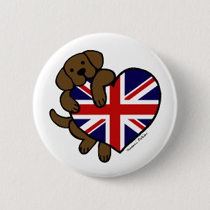 Herz Schokoladen-Labradors Briten Button