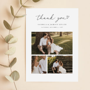 Herz Schrift 3 Foto Collage Hochzeit Dankeskarte