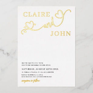 Herz-Schrift Hochzeitseinladung Folieneinladung