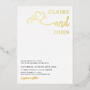 Herz-Schrift Hochzeitseinladung Folieneinladung