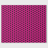 Herz, schwarz auf Hot-Pink-Wrapping-Papier Geschenkpapier (Flach)