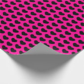 Herz, schwarz auf Hot-Pink-Wrapping-Papier Geschenkpapier (Ecke)