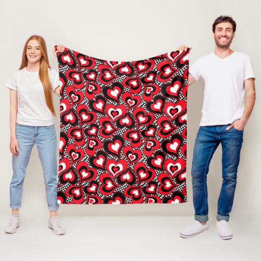 Herz, schwarz, rot und weiß. fleecedecke (Beispiel)