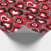 Herz, schwarz, rot und weiß. geschenkpapier (Ecke)