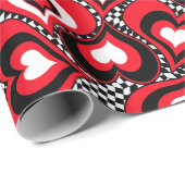 Herz, schwarz, rot und weiß. geschenkpapier (Rolleneckpunkt)