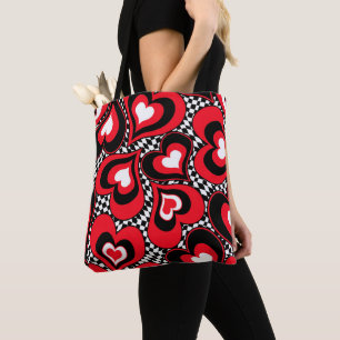 Herz, schwarz, rot und weiß. tasche
