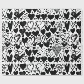 Herz-, Schwarz-, Schwarz- und Weiß-Muster Geschenkpapier (Flach)