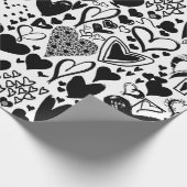 Herz-, Schwarz-, Schwarz- und Weiß-Muster Geschenkpapier (Ecke)