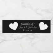 Herz-Schwarz-Weiß-Hochzeitswasser-Flaschenetikett Wasserflaschenetikett (Einzelnes Label)