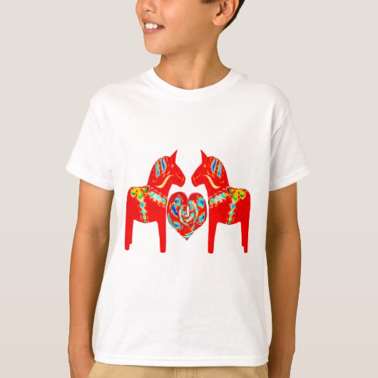 Herz Schwede Dala Pferdw T-Shirt (Vorderseite)
