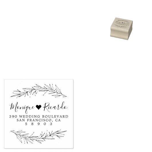 Herz & Script-Hochzeit - Rücksendeadresse Gummistempel (Stempel)