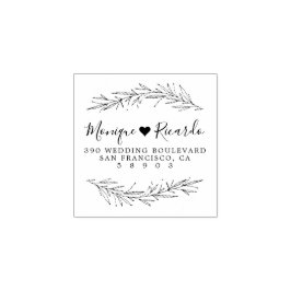 Herz & Script-Hochzeit - Rücksendeadresse Gummistempel