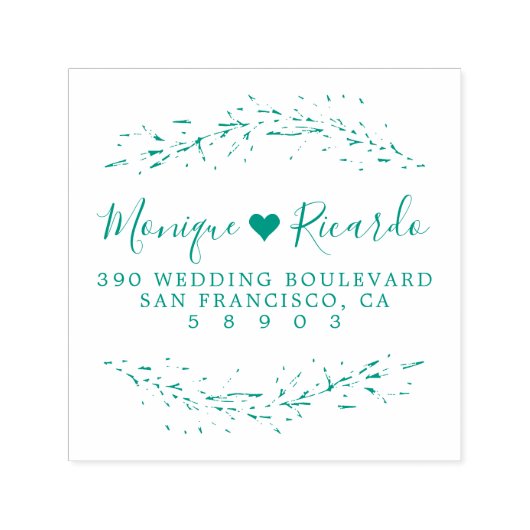 Herz & Script-Hochzeit - Rücksendeadresse Permastempel (Design)