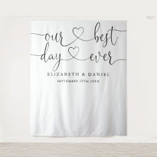 Herz-Script-Hochzeits-Photobooth-Hintergrund Best  Wandteppich