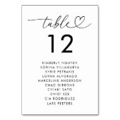 Herz-Script-Sittscharakter Namen Minimale Hochzeit Tischnummer (Vorderseite)