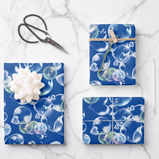 Herz-Seifenblasen Geschenkpapier Set (Vorderseite)
