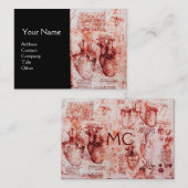 Herz, seine Blutgefäße, Kardiologe Monogramm Rot Visitenkarte (Vorne/Hinten)