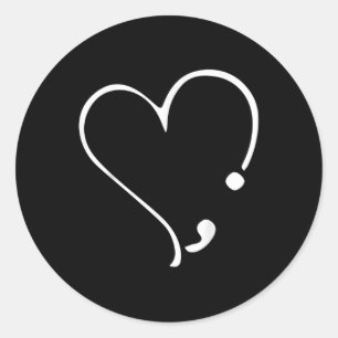 Herz Semicolon Auch dies soll psychische Gesundhei Runder Aufkleber