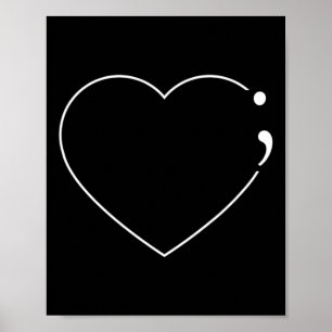 Herz Semicolon - Bewusstsein für psychische Gesund Poster