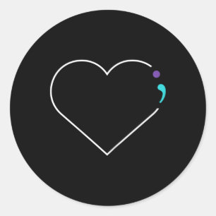 Herz Semicolon Mental Health Awareness Runder Aufkleber