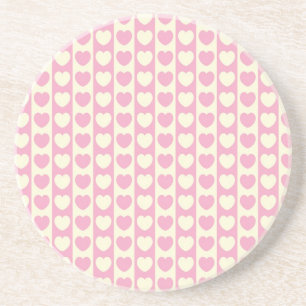 Herz-Serie-1-Rosa&whtStripCoaster 1 von 5 passend Untersetzer