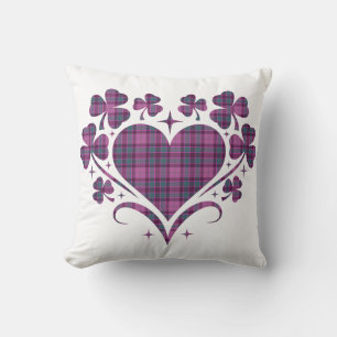 Herz-Shamrock-Kariert Lila Türkis Tartan Klee Kissen