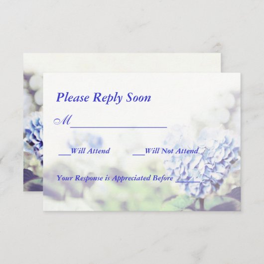 Herz-Shaped Blue Hydrangea UAWG RSVP Karte (Vorne/Hinten)