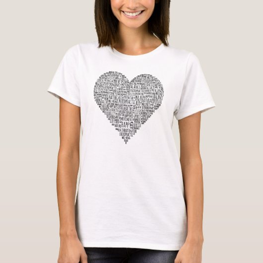 Herz-Shaped Chiropractic Word Collage T-Shirt (Vorderseite)