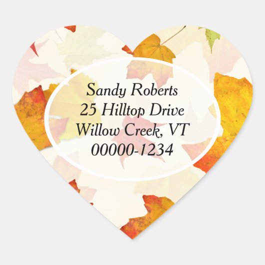 Herz-Shaped Fall Rücksendeadressen-Aufkleber Herz-Aufkleber (Vorderseite)