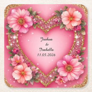 Herz-Shaped Floral Arrangement Rechteckiger Pappuntersetzer
