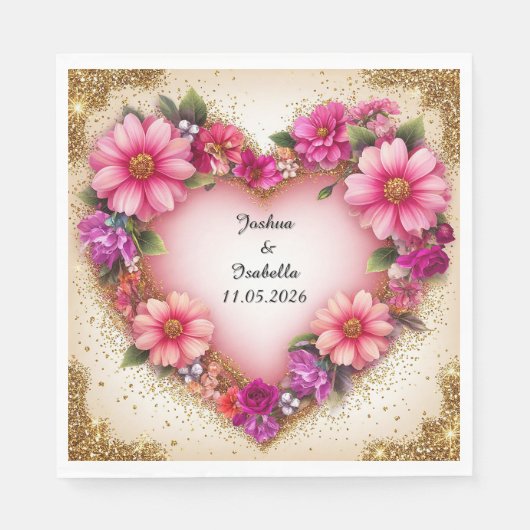 Herz-Shaped Floral Arrangement Serviette (Vorderseite)